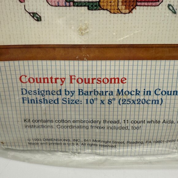 Stitchables Counted Cross Stitch Kit 72125 Country Foursome Cow Bear Bunny Pig - Picture 3 of 7